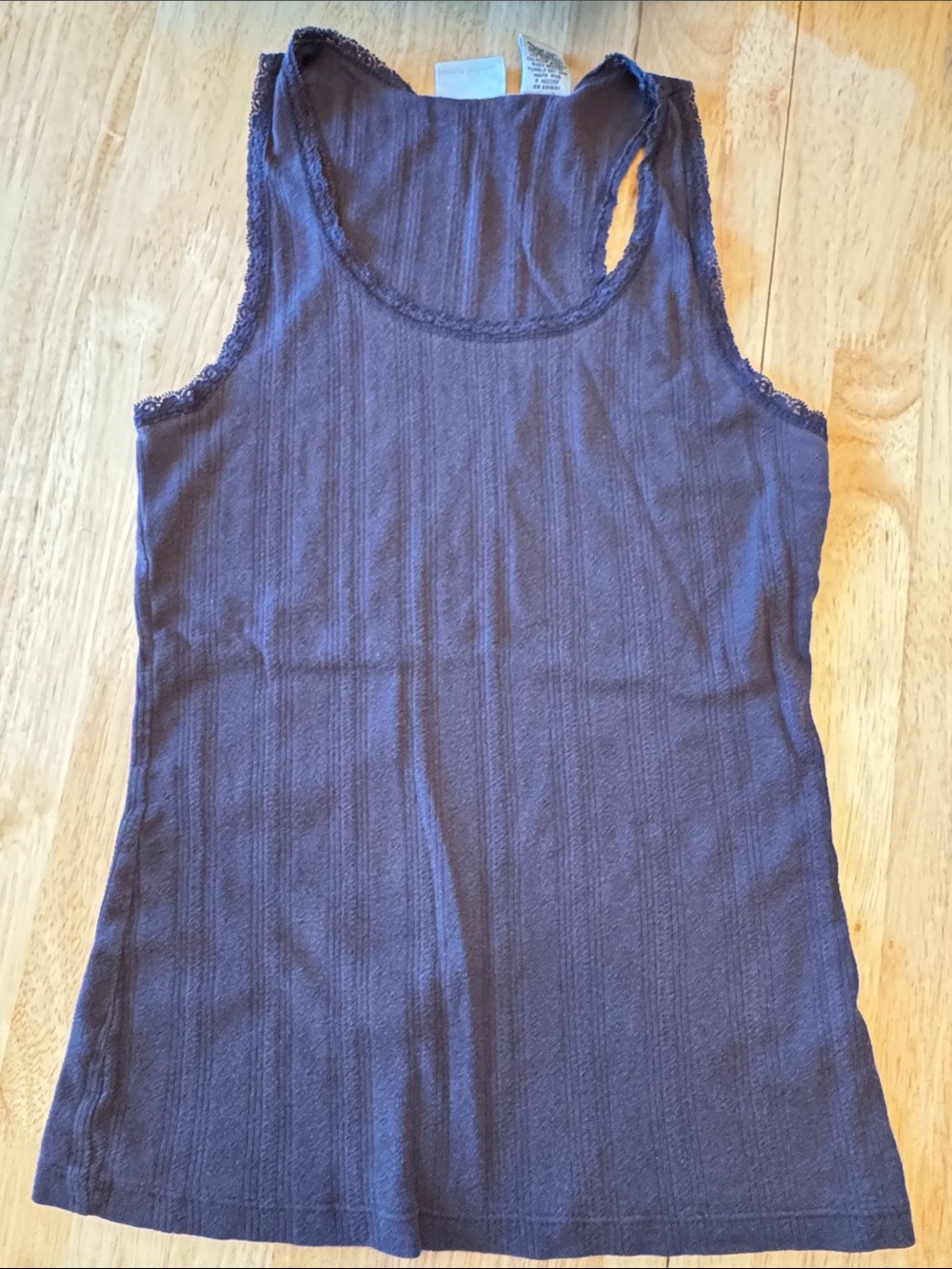Classic Brown Ribbed Tank Top - Unbranded